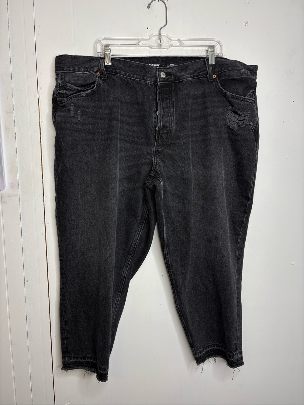 Old Navy Jeans Womens 22 High Rise Slouchy Taper Hidden Button Fly Cropped